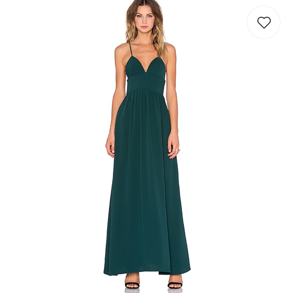 NBD MUSE Maxi Dress in deep green.
